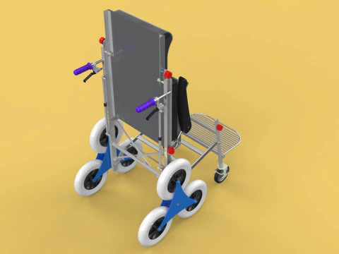 ТРАНСФЕРНАЯ ЛЕСТНИЦА ИНВАЛИДНАЯ КОЛЯСКА СКЛАДНАЯ ТЕЛЕЖКА КРЕСЛО НА ТЕЛЕЖКЕ 3D Модель