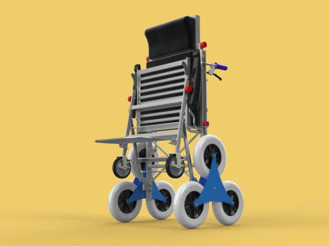 ТРАНСФЕРНАЯ ЛЕСТНИЦА ИНВАЛИДНАЯ КОЛЯСКА СКЛАДНАЯ ТЕЛЕЖКА КРЕСЛО НА ТЕЛЕЖКЕ 3D Модель