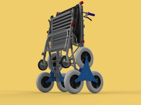 ТРАНСФЕРНАЯ ЛЕСТНИЦА ИНВАЛИДНАЯ КОЛЯСКА СКЛАДНАЯ ТЕЛЕЖКА КРЕСЛО НА ТЕЛЕЖКЕ 3D Модель