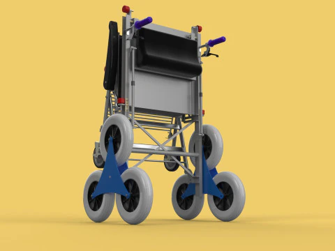 ТРАНСФЕРНАЯ ЛЕСТНИЦА ИНВАЛИДНАЯ КОЛЯСКА СКЛАДНАЯ ТЕЛЕЖКА КРЕСЛО НА ТЕЛЕЖКЕ 3D Модель