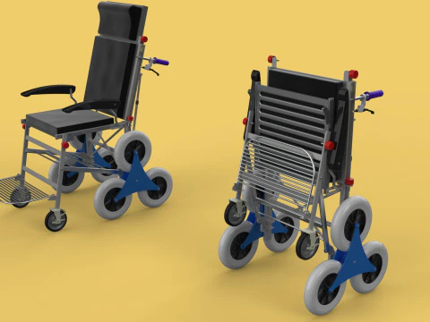 ТРАНСФЕРНАЯ ЛЕСТНИЦА ИНВАЛИДНАЯ КОЛЯСКА СКЛАДНАЯ ТЕЛЕЖКА КРЕСЛО НА ТЕЛЕЖКЕ 3D Модель