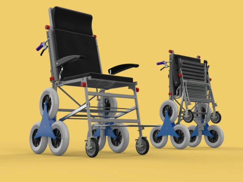 ТРАНСФЕРНАЯ ЛЕСТНИЦА ИНВАЛИДНАЯ КОЛЯСКА СКЛАДНАЯ ТЕЛЕЖКА КРЕСЛО НА ТЕЛЕЖКЕ 3D Модель