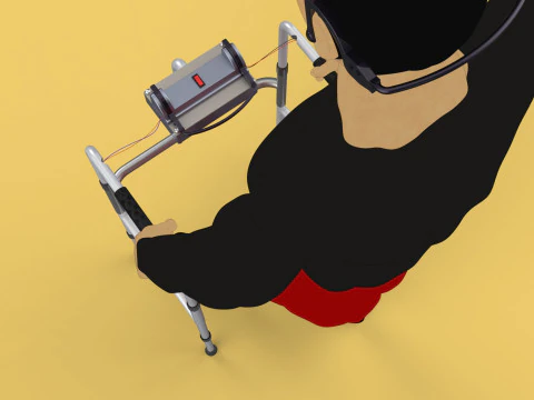 SMART WALKER AID SENSOR BLIND PEOPLE VISUAL MOBILITY IMPAIRMENT 3D Model