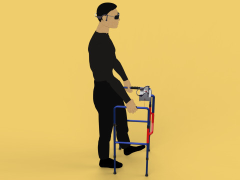 SMART BLIND STICK MOBILITY WHITE CANE WALKER DISABILITY PERSON 3Dモデル