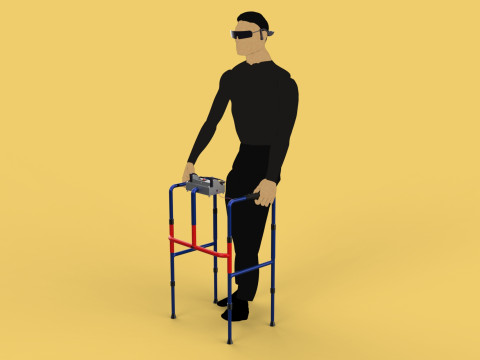 SMART BLIND STICK MOBILITY WHITE CANE WALKER DISABILITY PERSON Modello 3D