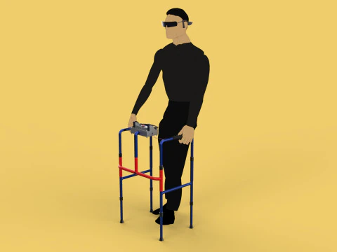 SMART BLIND STICK MOBILITY WHITE CANE WALKER DISABILITY PERSON 3D Model