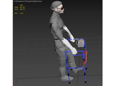SMART BLIND STICK MOBILITY WHITE CANE WALKER DISABILITY PERSON 3D Model