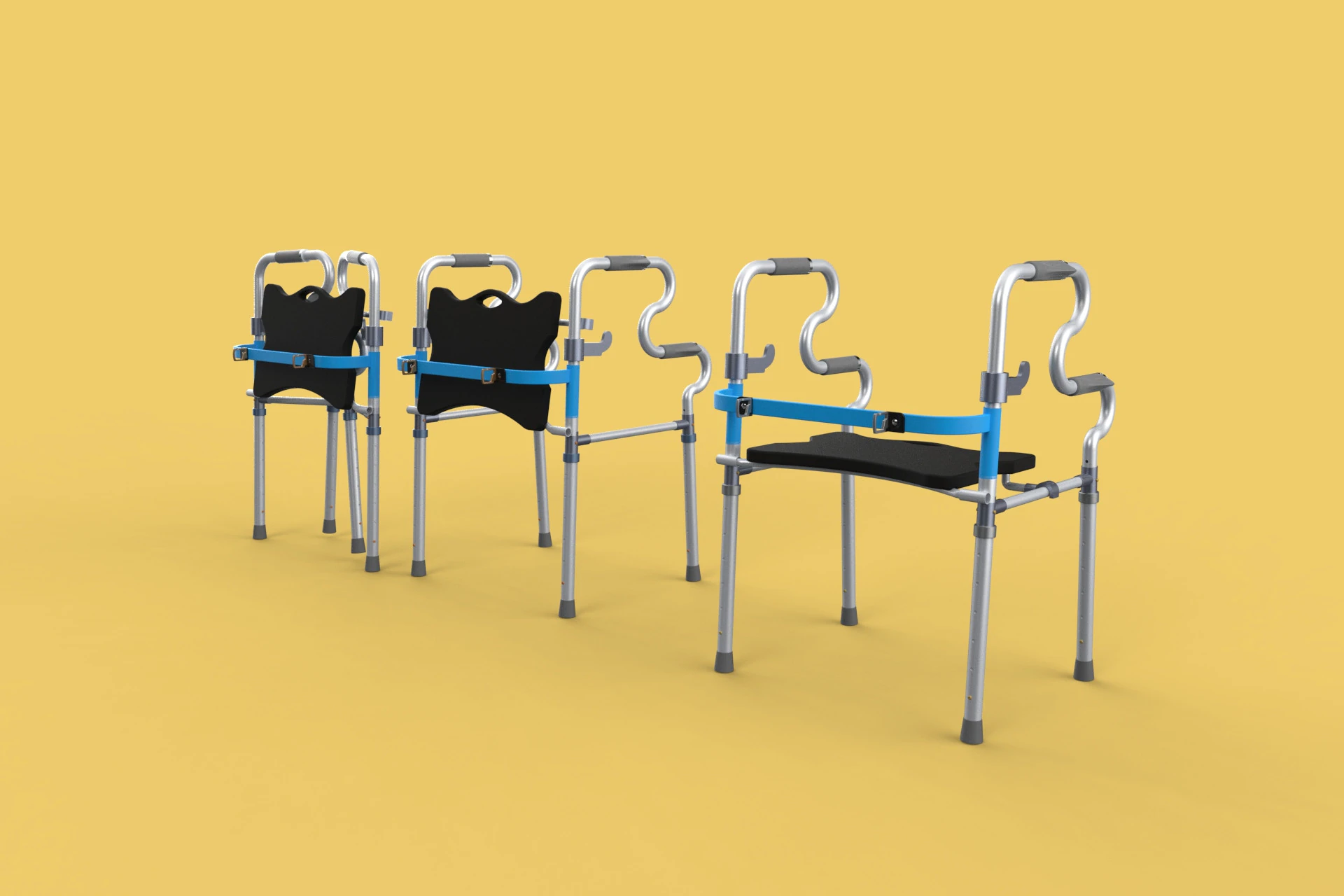 FOLDABLE WALKER SEAT FOLDING WALKING FRAME CHAIR STANDING AID 3D Model .c4d .max .obj .3ds .fbx .stl .blend 