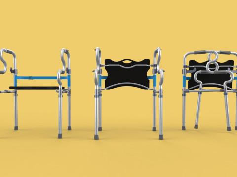 FOLDABLE WALKER SEAT FOLDING WALKING FRAME CHAIR STANDING AID 3D Model