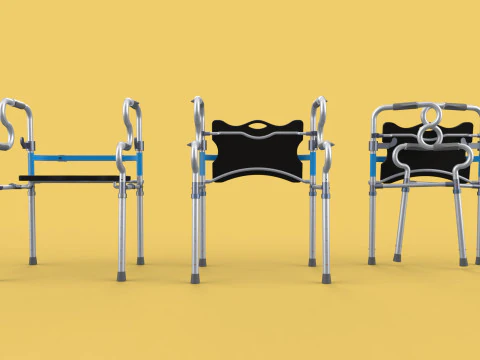 FOLDABLE WALKER SEAT FOLDING WALKING FRAME CHAIR STANDING AID 3D Model