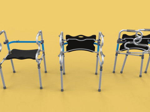 FOLDABLE WALKER SEAT FOLDING WALKING FRAME CHAIR STANDING AID 3D Model
