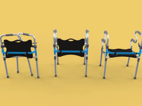 FOLDABLE WALKER SEAT FOLDING WALKING FRAME CHAIR STANDING AID 3D Model