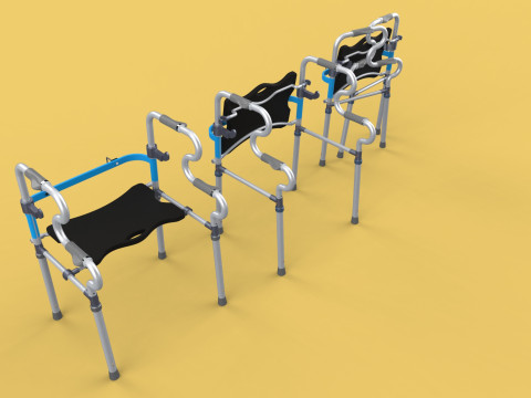 FOLDABLE WALKER SEAT FOLDING WALKING FRAME CHAIR STANDING AID 3D Model