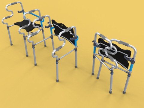 FOLDABLE WALKER SEAT FOLDING WALKING FRAME CHAIR STANDING AID 3D Model