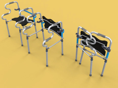 FOLDABLE WALKER SEAT FOLDING WALKING FRAME CHAIR STANDING AID 3D Model