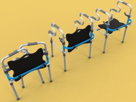 FOLDABLE WALKER SEAT FOLDING WALKING FRAME CHAIR STANDING AID 3D Model