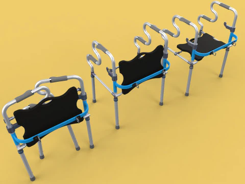 FOLDABLE WALKER SEAT FOLDING WALKING FRAME CHAIR STANDING AID 3D Model