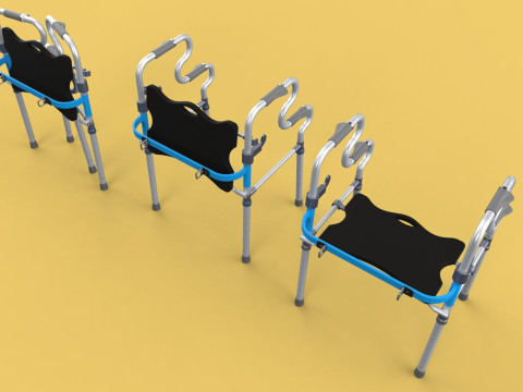 FOLDABLE WALKER SEAT FOLDING WALKING FRAME CHAIR STANDING AID 3D Model