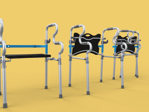 FOLDABLE WALKER SEAT FOLDING WALKING FRAME CHAIR STANDING AID 3D Model