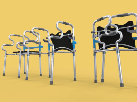 FOLDABLE WALKER SEAT FOLDING WALKING FRAME CHAIR STANDING AID 3D Model