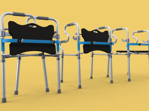 FOLDABLE WALKER SEAT FOLDING WALKING FRAME CHAIR STANDING AID 3D Model