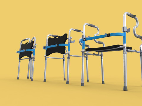 FOLDABLE WALKER SEAT FOLDING WALKING FRAME CHAIR STANDING AID 3D Model