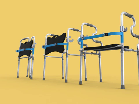 FOLDABLE WALKER SEAT FOLDING WALKING FRAME CHAIR STANDING AID 3D Model