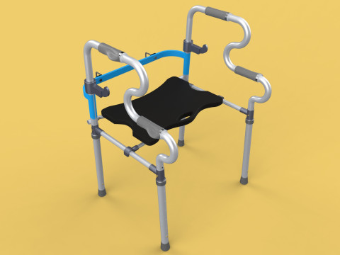 FOLDABLE WALKER SEAT FOLDING WALKING FRAME CHAIR STANDING AID 3D Model