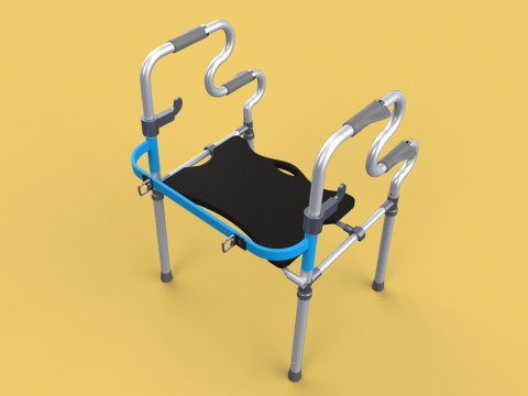 FOLDABLE WALKER SEAT FOLDING WALKING FRAME CHAIR STANDING AID 3D Model