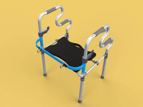 FOLDABLE WALKER SEAT FOLDING WALKING FRAME CHAIR STANDING AID 3D Model