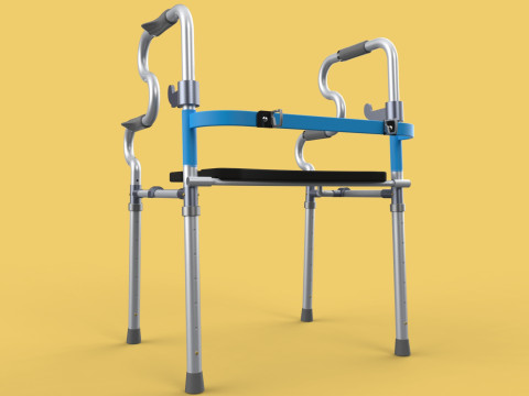 FOLDABLE WALKER SEAT FOLDING WALKING FRAME CHAIR STANDING AID 3D Model