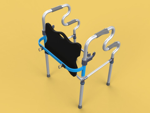 FOLDABLE WALKER SEAT FOLDING WALKING FRAME CHAIR STANDING AID 3D Model