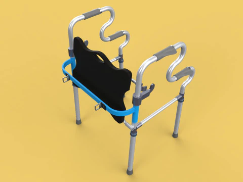 FOLDABLE WALKER SEAT FOLDING WALKING FRAME CHAIR STANDING AID 3D Model
