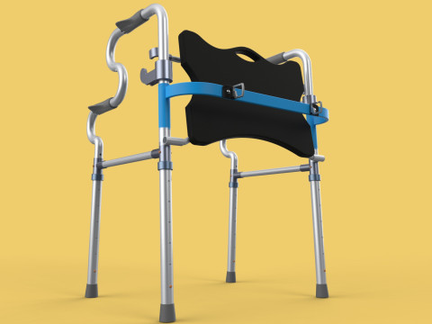 FOLDABLE WALKER SEAT FOLDING WALKING FRAME CHAIR STANDING AID 3D Model