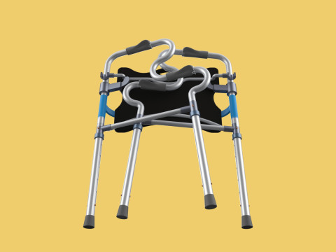 FOLDABLE WALKER SEAT FOLDING WALKING FRAME CHAIR STANDING AID 3D Model