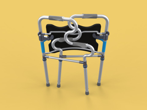 FOLDABLE WALKER SEAT FOLDING WALKING FRAME CHAIR STANDING AID 3D Model