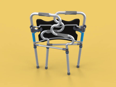 FOLDABLE WALKER SEAT FOLDING WALKING FRAME CHAIR STANDING AID 3D Model