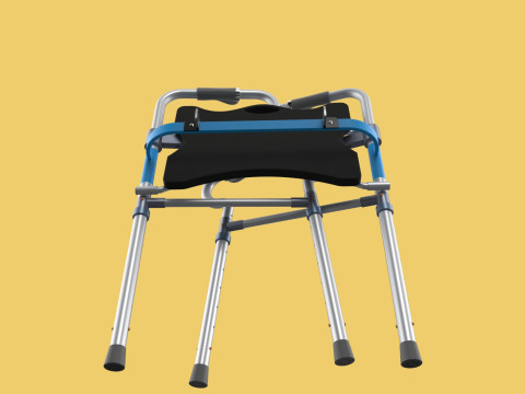FOLDABLE WALKER SEAT FOLDING WALKING FRAME CHAIR STANDING AID 3D Model