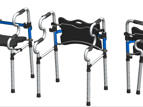 FOLDABLE WALKER SEAT FOLDING WALKING FRAME CHAIR STANDING AID 3D Model