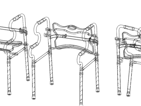 FOLDABLE WALKER SEAT FOLDING WALKING FRAME CHAIR STANDING AID 3D Model