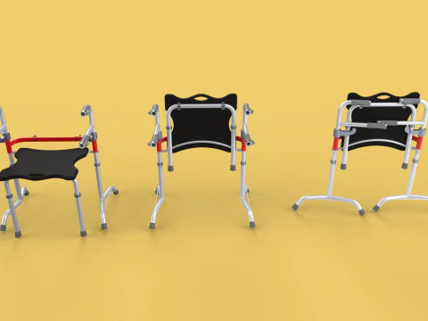 FOLDING WALKING FRAME SEAT FOLDABLE WALKER CHAIR STANDING AID 3D Model