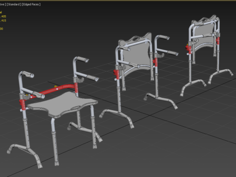 FOLDING WALKING FRAME SEAT FOLDABLE WALKER CHAIR STANDING AID 3D 模型