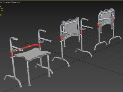 FOLDING WALKING FRAME SEAT FOLDABLE WALKER CHAIR STANDING AID 3D Model