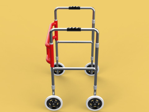 ROLLING WHEELED WALKER ZIMMER WALKING FRAME ROLLATOR FOLDABLE 3D-Modell