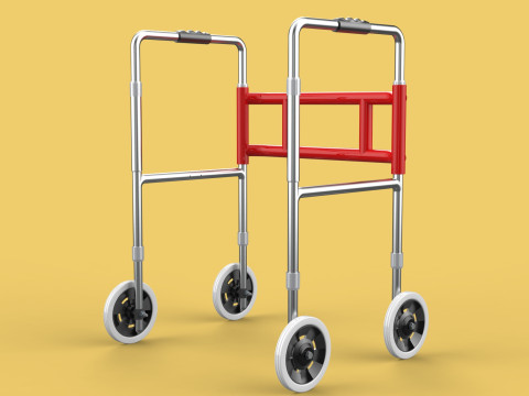 ROLLING WHEELED WALKER ZIMMER WALKING FRAME ROLLATOR FOLDABLE 3D-Modell