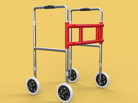 ROLLING WHEELED WALKER ZIMMER WALKING FRAME ROLLATOR FOLDABLE 3D-Modell