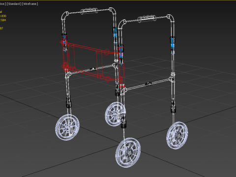 ROLLING WHEELED WALKER ZIMMER WALKING FRAME ROLLATOR FOLDABLE 3D-Modell