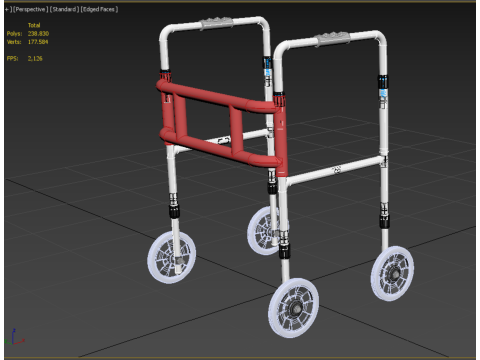 ROLLING WHEELED WALKER ZIMMER WALKING FRAME ROLLATOR FOLDABLE 3D-Modell