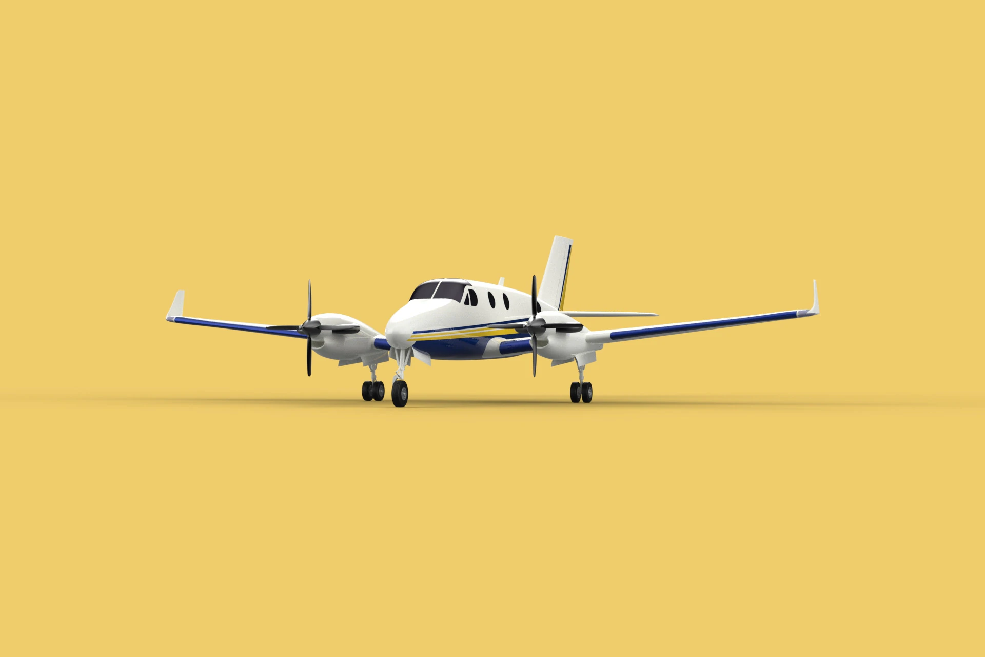 BUSINESS EXECUTIVE JET AIRPLANE AIRCRAFT TURBOPROP TWIN ENGINE 3D Model .c4d .max .obj .3ds .fbx .stl .blend 