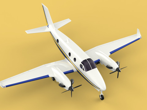 BUSINESS EXECUTIVE JET AIRPLANE AIRCRAFT TURBOPROP TWIN ENGINE 3D Модель